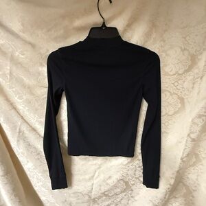 Vuori Black Cropped Turtleneck Top soft ribbed